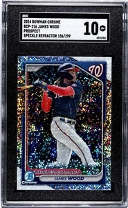 2024 Bowman Chrome Prospect JAMES WOOD Speckle /299 #BCP-216 Nationals SGC 10 - Picture 1 of 2