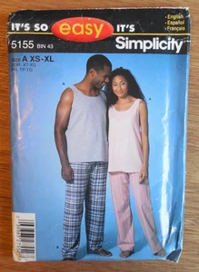 New Simplicity Pattern 5155 Adult/Men/Women's sz XS-XL Pajama Pants*Knit Top - Picture 1 of 2