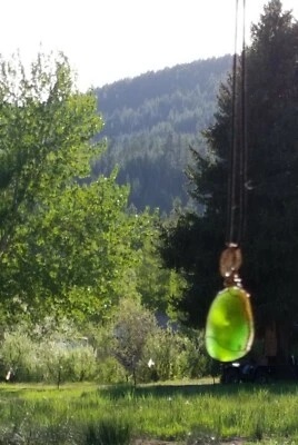 Огонь расплавил темно-зеленый старинный проволоки надежном море стекла ожерелье подвеска suncatcher - Изображение 1 из 4