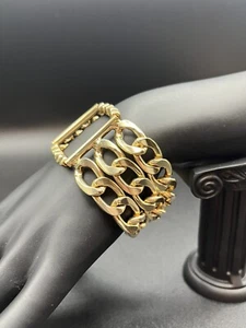 Vintage goldfarbene Panzerkette Armband 3 Schichten #594 - Bild 1 von 4