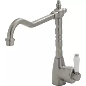 Fienza Kitchen Sink Mixer Shepherds Crook Nickel Ceramic Handle Eleanor 202105BN - Picture 1 of 2