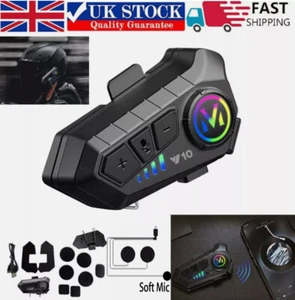 Bluetooth Motorrad Helm Gegensprechanlage Headset Kabellos Motorrad Kopfhörer + Mikrofon - Bild 1 von 13