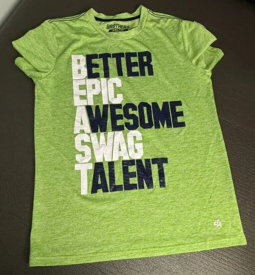 Brother's Cool Gear Boy's T Shirt Size 16/XXL | Short Sleeve Green "BEAST" - Image 1 of 4
