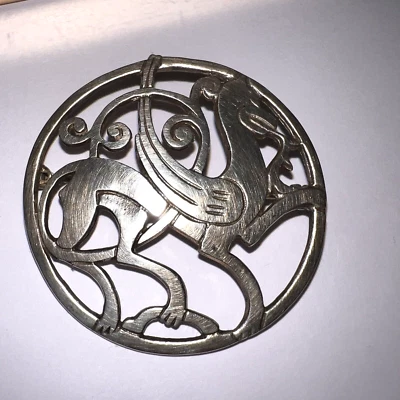 Sterling Silver Quendale 1987 Vintage Shetland Brooch Nordic Harness Ornament Foto 1 de 4