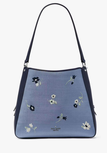 Kate Spade Leila ricamata floreale media triplo scomparto spalla indaco