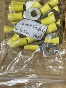 6mm Yellow Ring Crimp Terminals 6.5 mmStud Size 20 Pack. - Picture 1 of 1