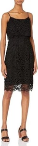 Nanette Lepore Dress Women's 12 Black Sheath Dress Party Floral Lace Feminine - Picture 1 of 7