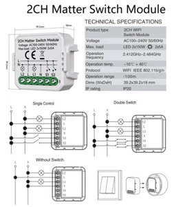 Matter WiFi Smart Switch Module Relay 1/2/3CH Compatible Homekit Alexa Home - Picture 1 of 14
