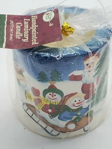 Vintage Cherished Home Collection handbemalte Weihnachtskerze Weihnachtsmann & Schneemann - Bild 1 von 4