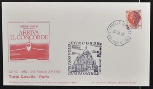 ITALY to FRANCE 1982 CONCORDE Jet Plane First Flight FFC Cover Turino-Paris - Picture 1 of 4