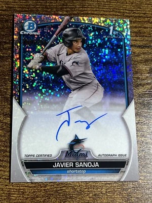 JAVIER SANOJA 2023 Bowman Chrome Speckle Refractor Auto /299 #CPA-JSJ Marlins RC - Image 1 of 2