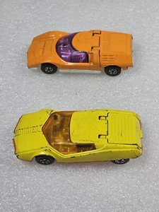 1973 Lesney Matchbox Superfast Datsun 126X & 1971 Mazda RX 500 Windshield Hole - Picture 1 of 10