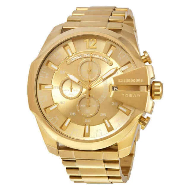 Diesel Mega Chief DZ4360 Wrist Watch for Men Gold