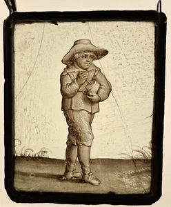 Antique 17th Century Dutch Flemish Stained Glass Window Panel Apothecary Man WOW - Picture 1 of 4