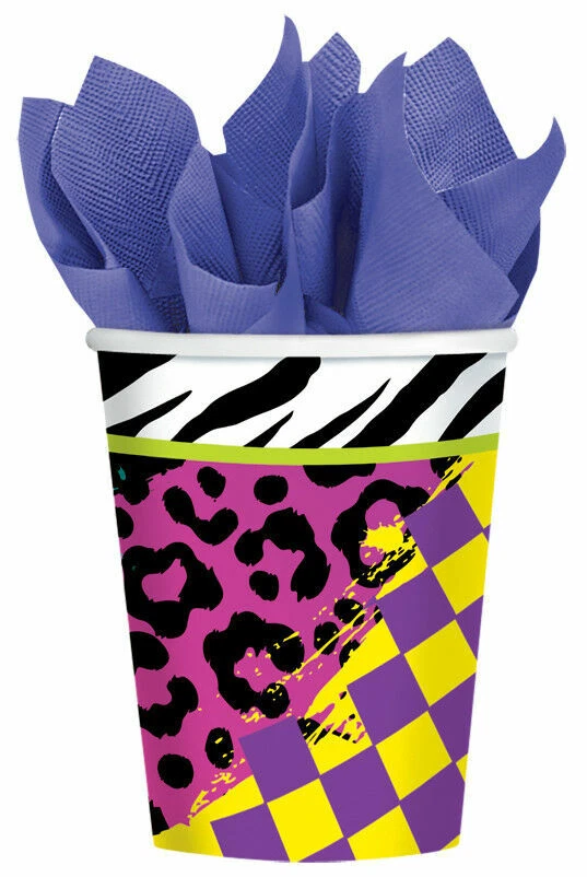 Totally 80's Party Supplies 9 oz copos de papel 8 ct. (E) - Imagem 1 de 1