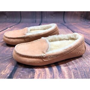 UGG Ansley 3312 Peach Suede SHEEPSKIN Lined Slippers Womens 7 / 38 (12a63)