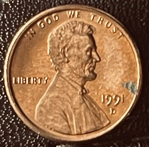 1991-D Penny w/ doubling on reverse and extra columns - Picture 1 of 2