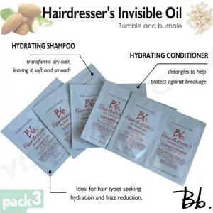 Bumble Hairdresser Invisible Oil Shampoo & Conditioner .24oz x2 (3xSample Packs) - Picture 1 of 5