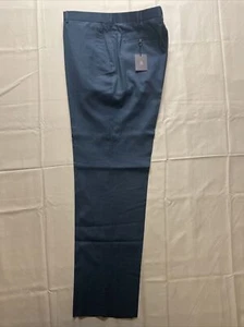 NWT $378 - Robert Talbott Flat Front Blue Wool Flannel Dress Pants 42 Unfinished - Picture 1 of 9