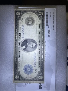 1914 $5 Federal Reserve Note Large Note-111 years old. SEE PHOTOS FOR CONDITION - Picture 1 of 7