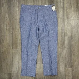 NWT Tasso Elba Island Linen Pants Mens 38x30 Blue Chambray Relax Resort Beach - Picture 1 of 10