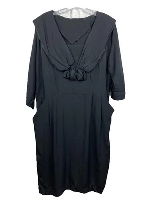 46 B 40 W Vintage Early 50s Black Shelf Pocket Cocktail Dress XXL - Image 1 of 4