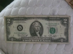 1976 $2 Dollar Bill A series A22204280 A - Picture 1 of 3