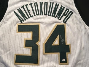GIANNIS ANTETOKOUNMPO Signed Jersey Custom NBA Milwaukee Bucks COA - Picture 1 of 6