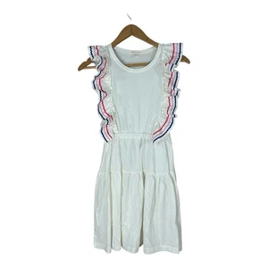 Crewcuts By J. Crew GIRLS SIZE 12 Ruffle Trim Tiered Knit Dress White Ric Rac - Picture 1 of 5