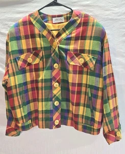 Vintage Lilli Ann Collections karierte Damenjacke Mantel mit großen Knöpfen gebraucht, in einwandfreiem Zustand - Bild 1 von 4