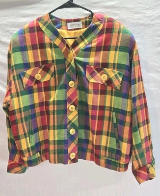 Abrigo chaqueta vintage a cuadros con botones grandes Lilli Ann Collections para mujer usado en excelente estado  Foto 1 de 4