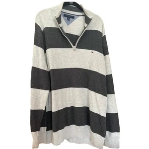 Tommy Hilfiger Grey & Blue Striped Rugby Knit Pullover size XXL - Picture 1 of 12