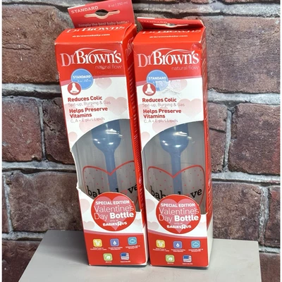 Dr. Brown's Natural Flow 8 oz 2 paquetes especificaciones Biberón Baby Love Red Heart Edición Foto 1 de 4