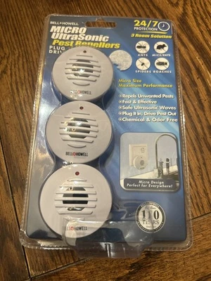 Bell & Howell Repelentes Ultrasónicos de Plagas Enchufables Paquete de 3 Repele Hormigas Ratones NUEVO LEER Foto 1 de 4