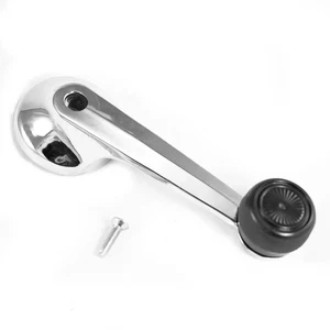 1979-1993 Mustang Chrome Plated Window Roll Down Crank Handle w/ Black Grip Knob - Picture 1 of 1