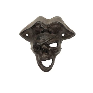 Pirate Skull Wall Mount Bottle Opener Beer Soda Top Haunted House Home Bar Decor - Picture 1 of 4