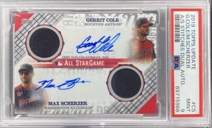 GERRIT COLE MAX SCHERZER PSA 9 2019 TOPPS UPDATE ALL STAR GAME JERSEY AUTO /25 - Picture 1 of 2