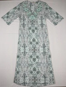 Maxi Vestido Soft Surroundings Amirah Cuentas Caftán XS Seafoam Resort Arte Para Usar - Imagen 1 de 11