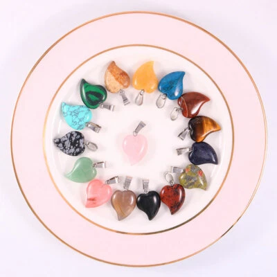 30 peças pingente de coração de pedra preciosa natural para curar fabricação de joias de Reiki - Imagem 1 de 4