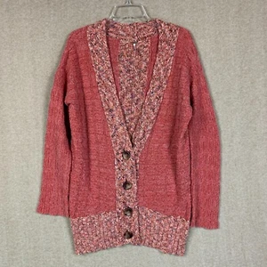 Free People Cardigan S Womens Pink Sweater Wool Alpaca Marled Chunky Knit Relax - Picture 1 of 11
