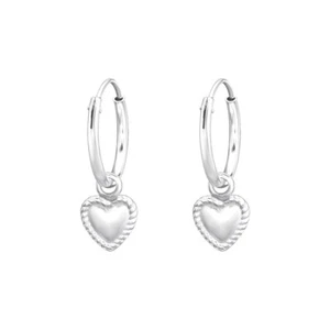 Kleine Herz Creolen 925 Sterling Silber Ohrringe hängend Damen Kinder Mädchen - Bild 1 von 2