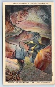 Postal de la línea Iowa Minnesota Caverna esculpida por Lost River Niagara Cave Iowa - Imagen 1 de 2