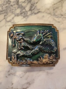 Vtg 1978 InStyle Alien Abduction Sci-Fi Belt Buckle No. 1161 Space Monster Retro - Picture 1 of 3