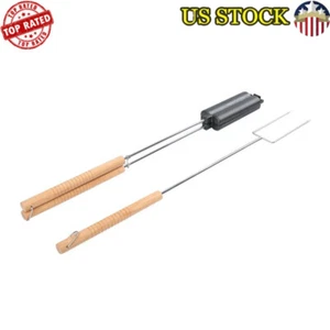 Cast Iron Hot Dog Cooker Grill Fork Long Handle Camping Essential Tool New - Picture 1 of 10
