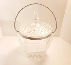 Anchor Hocking Wexford Diamond Cut Clear Crystal Glass Ice Bucket With Lid - Picture 1 of 7