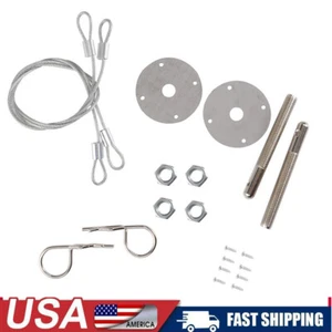 Stainless Steel Mount Hood Pin Pins Plate Bonnet Lock Kit Universal Racing Style - Picture 1 of 10