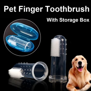 Finger Pet Toothbrush Dogs Cats Teeth Gums Cleaner Hygien StorageBox 2/10/20pcs - Picture 1 of 14