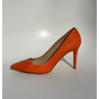 J. Crew Collection Orange Matte Python Heels Pumps Size 7 $378 Italy 90715 New - Image 1 of 4