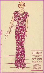 1930s Vintage VOGUE Sewing Pattern B34 EVENING DRESS with TRAIN (R953)  - Picture 1 of 3