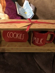 Rae Dunn Cookies and Milk Set Canadian Exclusive LL Farmhouse Red Christmas - Bild 1 von 6